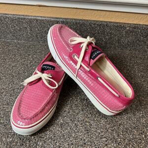 SPERRY Top-Sider Womens Size 10M Pink Sequined Boat Shoes Slip On Comfort Casual